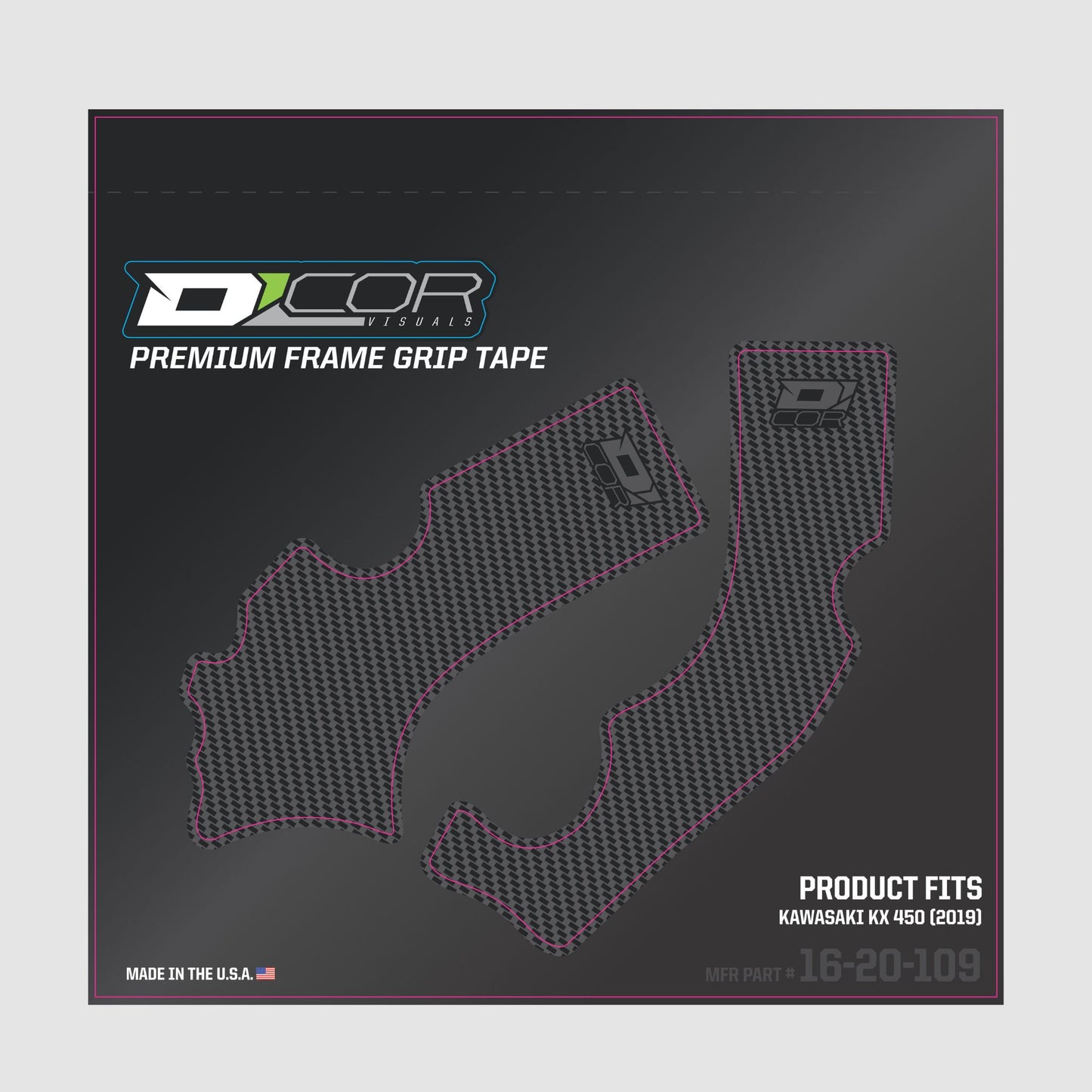D’COR Visuals Frame Grip Tape – Grey – KX250F/KX450F (2019–2023)